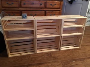 This is going where the dresser behind it currently is. I am not 100% sure what all will go in it, but I am sure I will figure it out :) Also, there is 3 crates missing, they will be like the bottom ones I think.