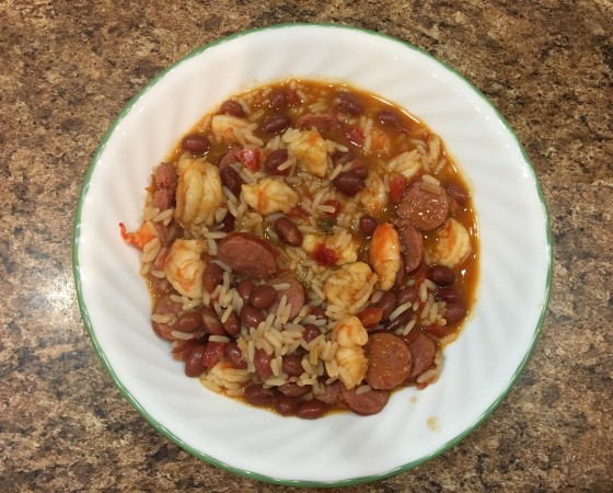 Yummy Spanish Rice with Kielbasa and Shrimp