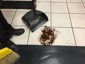 How much hair she cut off - well most of it, she did another round a little later.