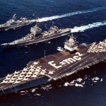 USS Enterprise along with the USS Long Beach and the USS Bainbridge during Operation Sea Orbit in 1964